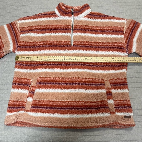 Roxy Quarter-zip Striped Fleece Sweatshirt In Canyon Clay Stripe Size Large - Picture 4 of 12